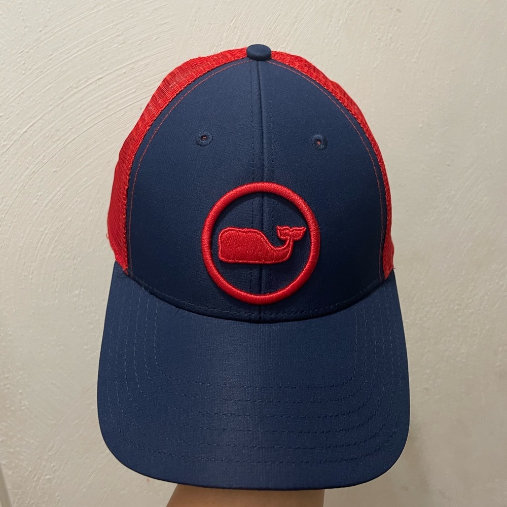 Vineyards Vine Whale Red Blue Snapback Mesh Trucker Hat